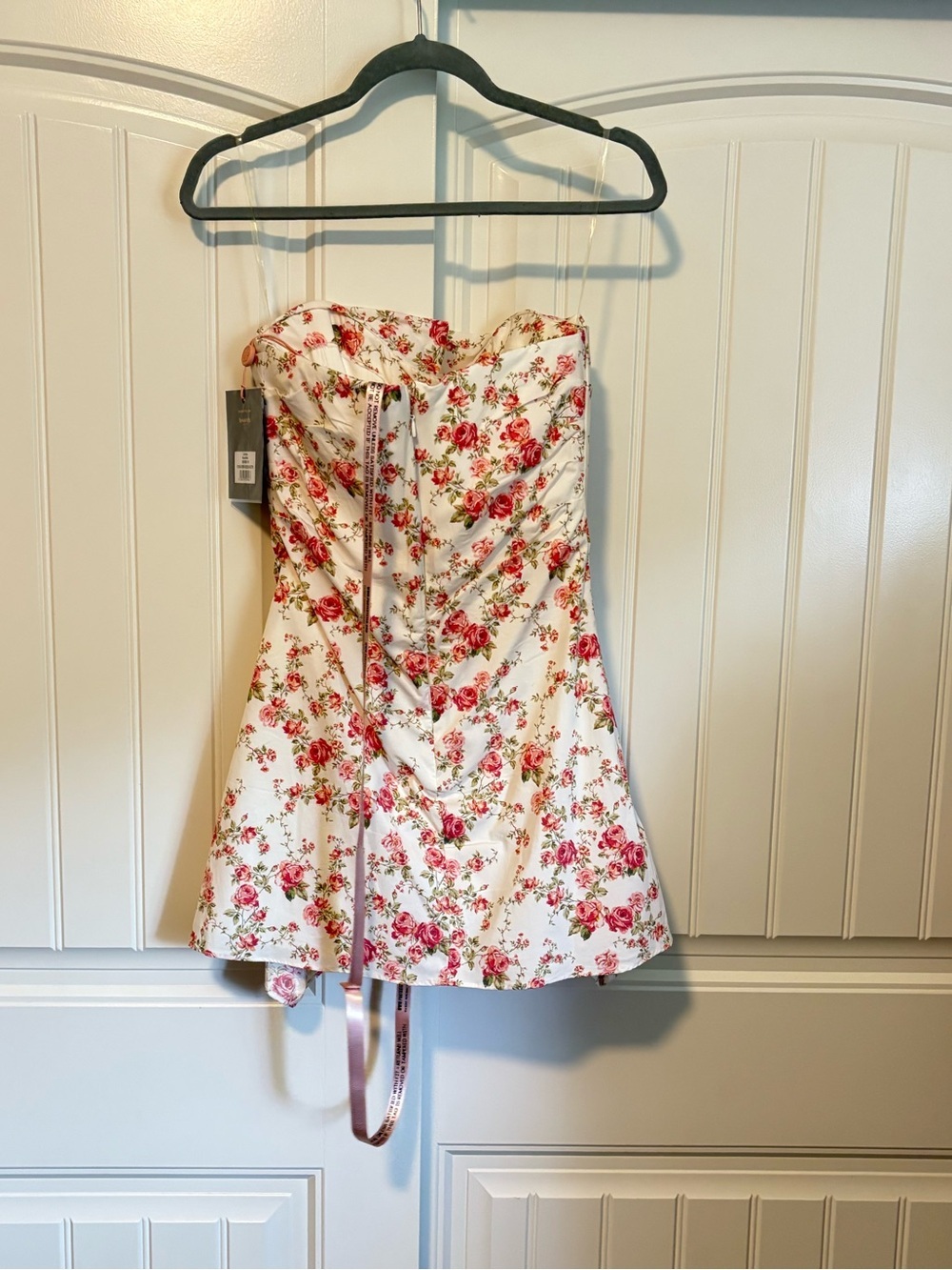 House of CB JASMINE Rose Print Draped Strapless Corset Dress NWT size medium - Picture 8 of 10